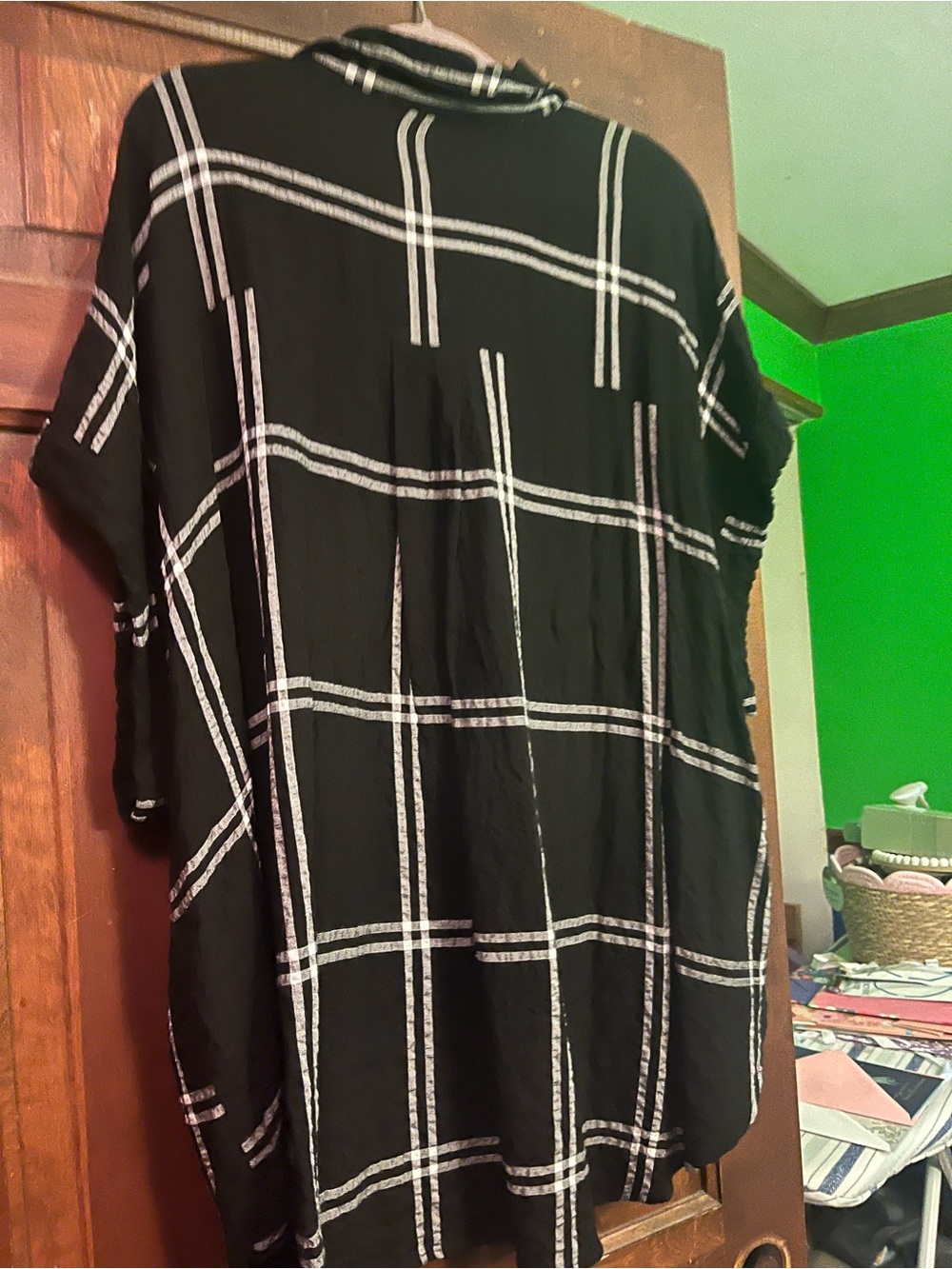 Jane and Delancey Black and White Button-Down Plaid Top - Picture 2 of 4